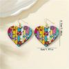 New Bohemian Wood Double-Sided Printed Heart Earrings Women's Fashion Love Earrings