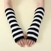 Lolita Long Fingerless Gloves Y2K Fingerless Arm Warmers Arm Cover Striped Knitted Arm Sleeves  JK