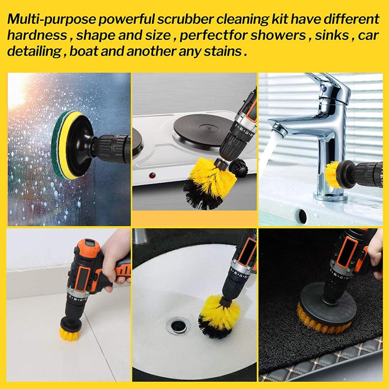 12-Piece Electric Cleaning Brush Set - Yellow Drill Attachments for Floor & Wall Descaling and Polishing