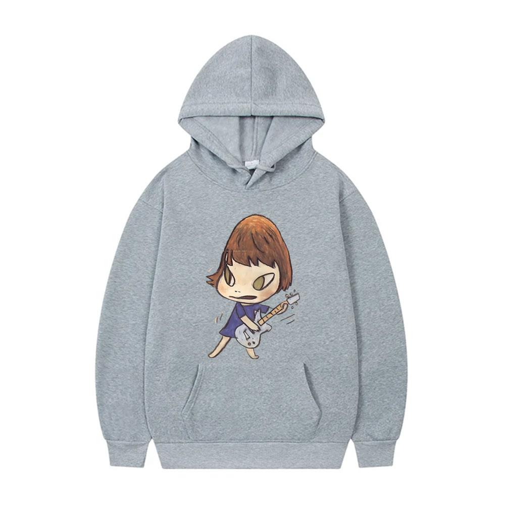 Yoshitomo Nara Rocker Guitar Graphic Hoodie Men Women Funny Cartoon Oversized Sweatshirt Long Sleeve Hoodies