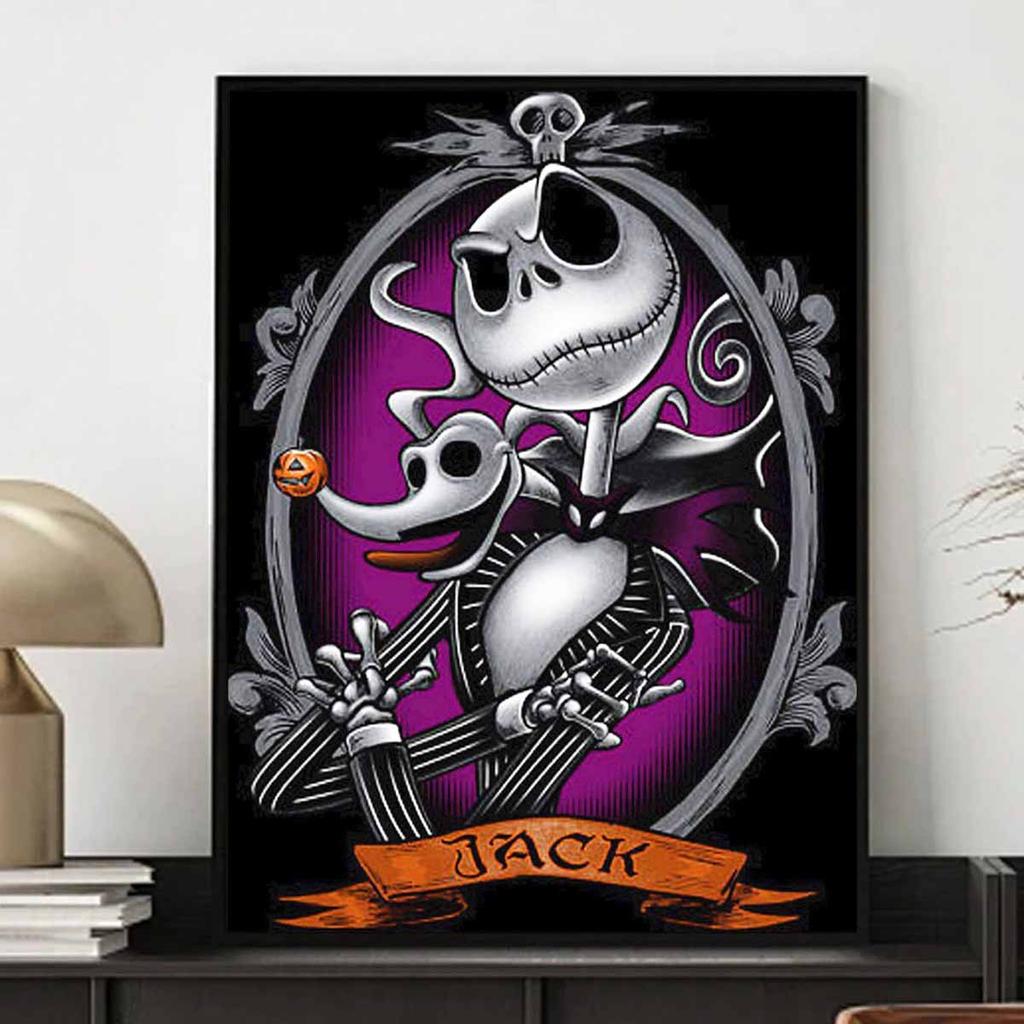 5D DIY Diamond Art Painting Kits for Adults, Skeleton Jack Full Round Crystal Diamond Kits for Beginner for Home Wall Decorate