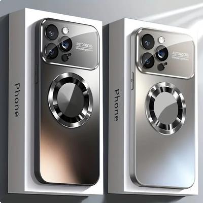 New Titanium Metallic Luxury Matte Case For iPhone 16 15 14 13 12 11 Pro Max Plus For Magsafe Glass Lens Camera Protection Cover