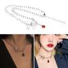 Spider Pendant Long Necklace Vintage Gothic Spider Blood Drop Clavicle Chain for Women Halloween Jewelry Gift Ornament