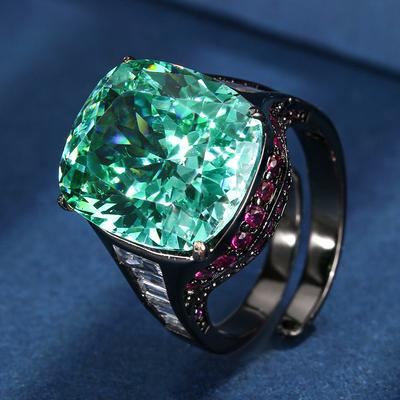 Jewelry Copper Bottom Gold-Plated Retro Simulation Para Green Ring For Women 14 * 16