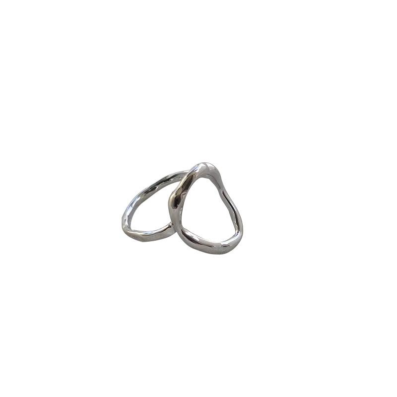 Irregular Oval Wide Ring Women's Heavy Duty Exaggerated Glossy Line Design Open Index Finger Party Jewelry