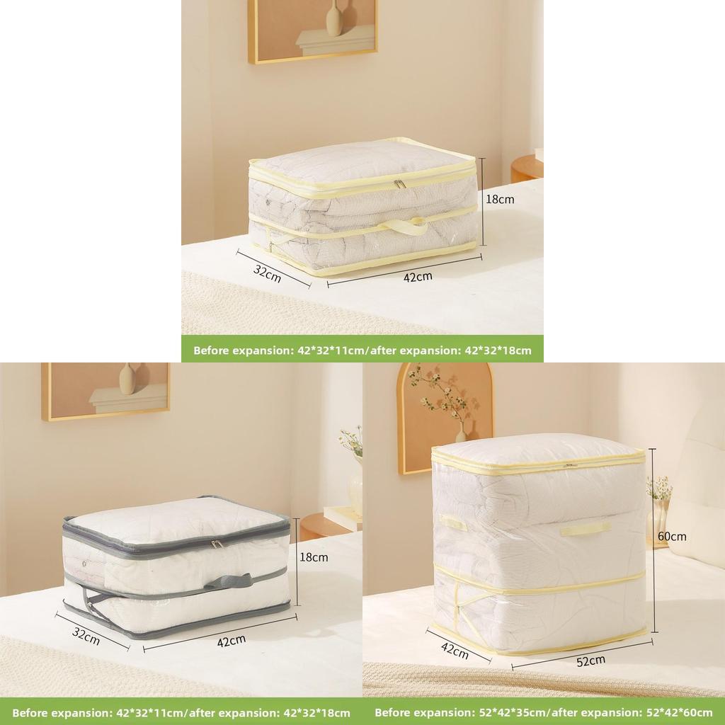 Large Capacity Clothes Storage Bag With Mesh Organizer For Bedroom Wardrobe Cleanout