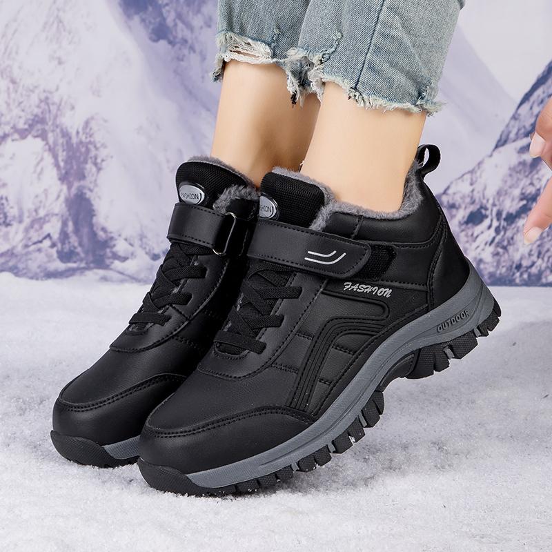 MCTIN Boots Women Waterproof Winter Leather Shoes Ankle Boots Male Snow Hiking Boots