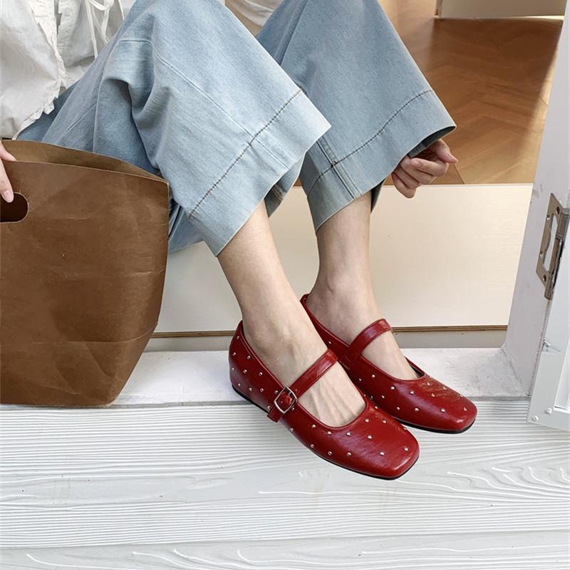 Fashion IPPEUM Women Mary Janes 2025 New Summer Ballerinas Shoes Mujer Buckle Straps Ballet Flats