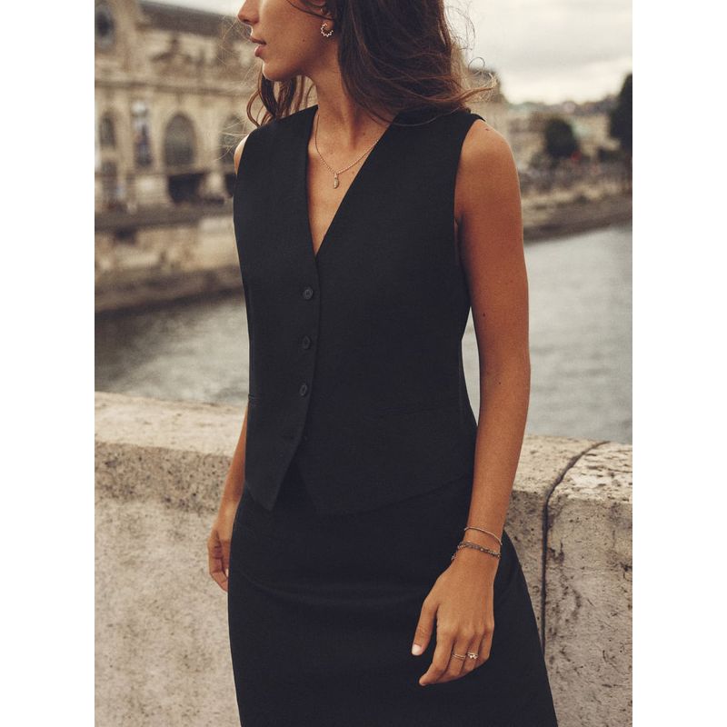 Summer Casual Linen Vest Midi Dress Two-Piece Set