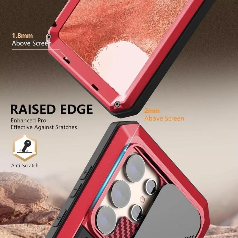 Aluminum Metal Shockproof Case For Samsung S25 Edge S24 S23 S22 Plus S21 Ultra Heavy Duty Screen Protector Sliding Camera Cover