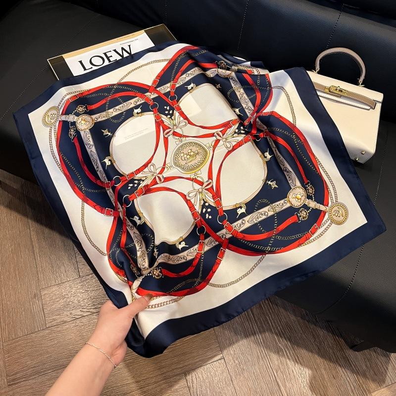 New silk scarf women's fashion versatile high-end small square scarf Korean version neck protection scarf spring and autumn retro scarf binding bag
