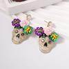 Chic Zircon Inlaid Skull Studs Earrings Versatile Skull Ear Studs Adorned with Zircon and Glitter for Various Occasions
