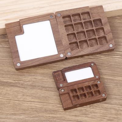 Paleta de acuarela portátil Caja de pintura Caja vacía hecha a mano Mini paleta de nogal negro Pintura acrílica Paleta de acuarelas portátil