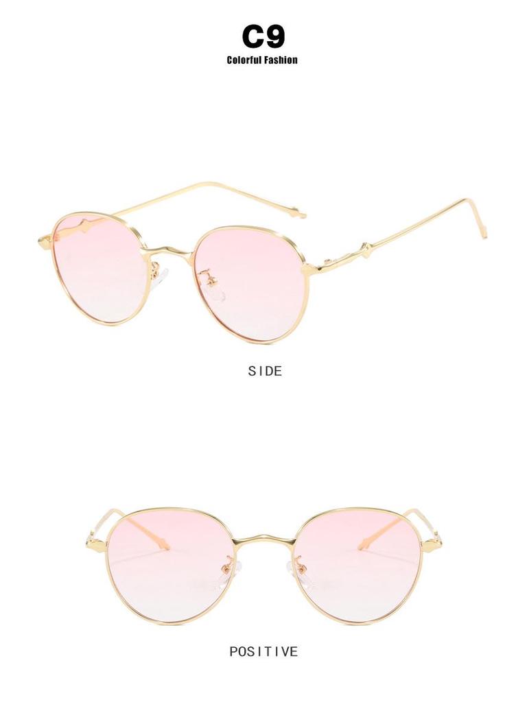 Ochelari de soare rotunzi retro din metal în stil coreean 2024 cu design stea cu patru petale