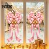 Seasonal Home Decor Static Glass Sticker, Christmas Theme Bow Pattern Print, Removable Decorative Clings Electrostatic PVC Film for And Store