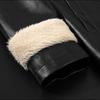Women's Winter Fleece-lined Leather Jacket Mid-length Turn-down Collar PU Leather Jacket