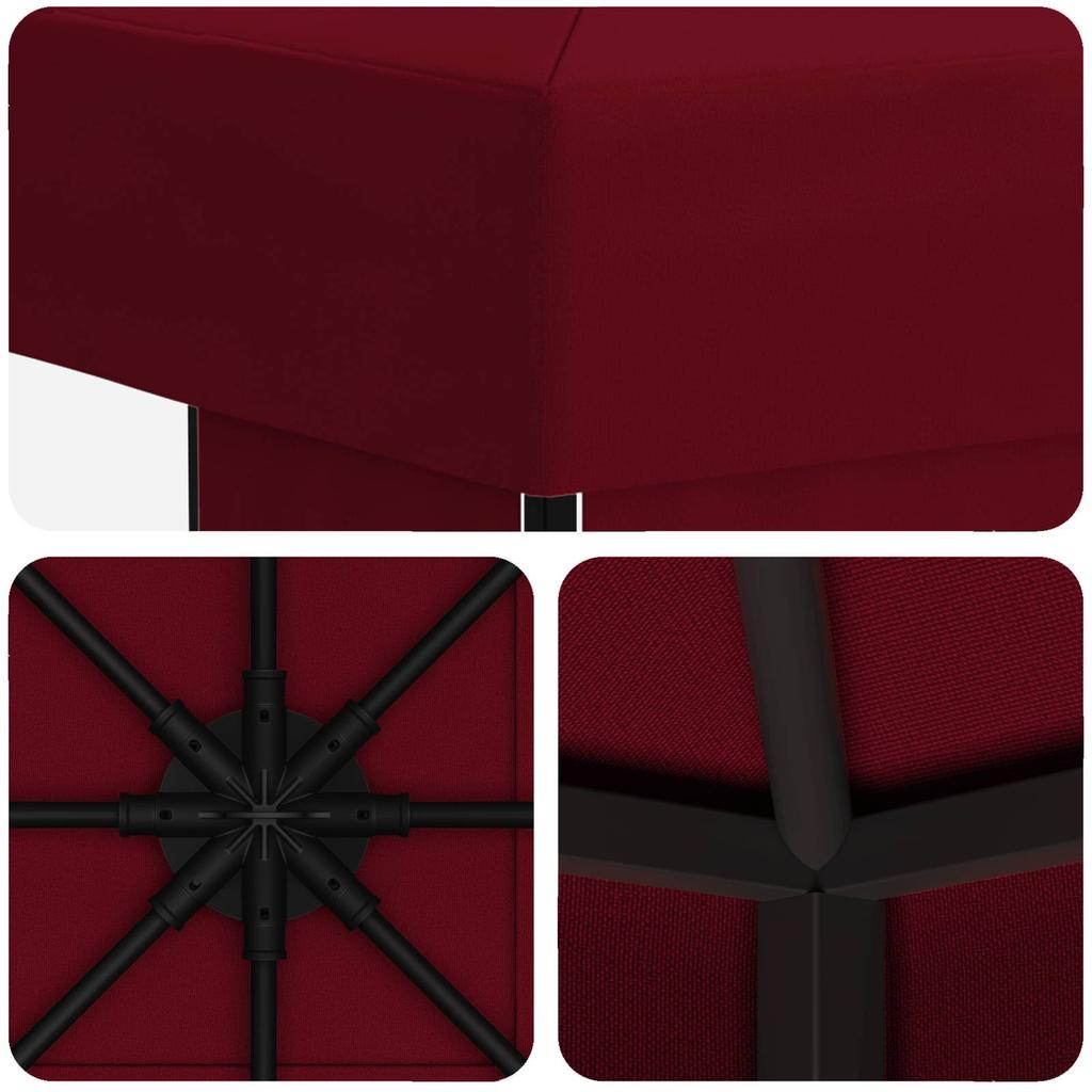 Gazebo 3 X 3 M Burgundy Polyester and Steel 190 Gsm