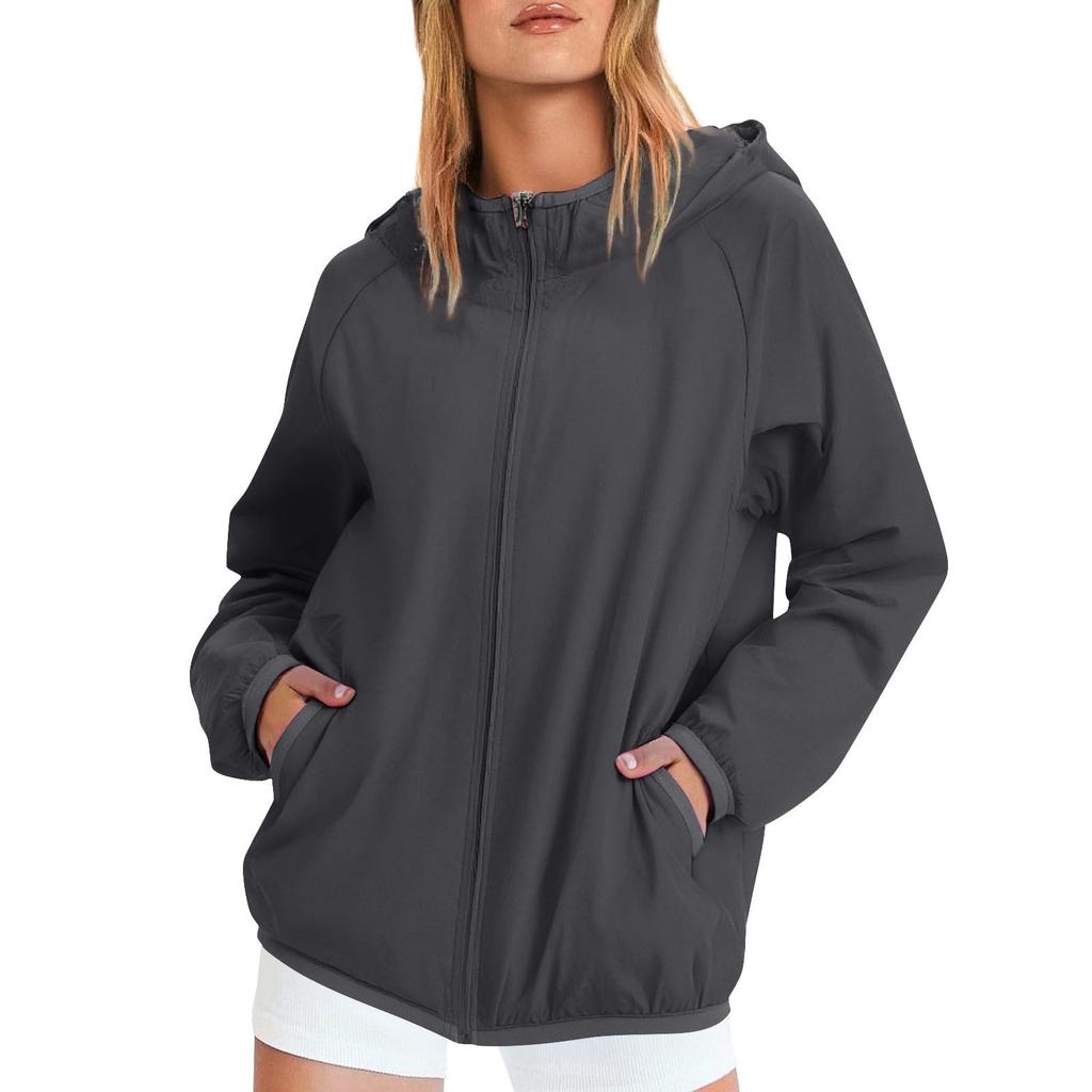 Women's Rain Jacket, Soft and Lightweight Full Zipper Sweatshirt Jacket