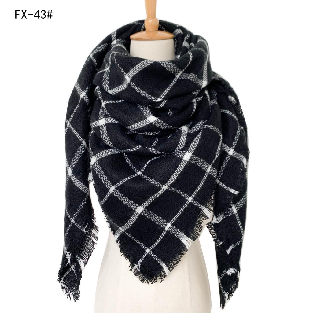 Factory Direct Sales Foreign Trade Autumn/winter New Neck Scarf, Imitation Cashmere Acrylic Black Beige Plaid Square Scarf, Women's Shawl