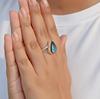 Pear Cut Blue Labradorite Statement Ring, 925 Sterling Silver, Minimalist Boho Statement Ring for Women