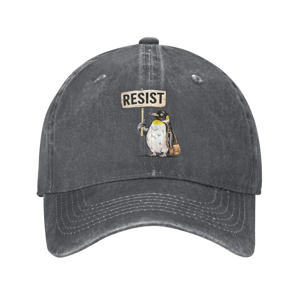 Resist Penguins Anti Tariff Printed Caps for Men Women Cotton  Trucker Hat Causal Wear Baseball Cap Adjustable
