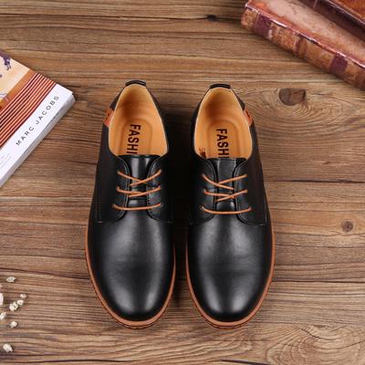 2025 Foreign Trade Shoes Men's Large Size Board Shoes Lace-up Casual Leather Shoes Korean Version Trend Single Shoes Men