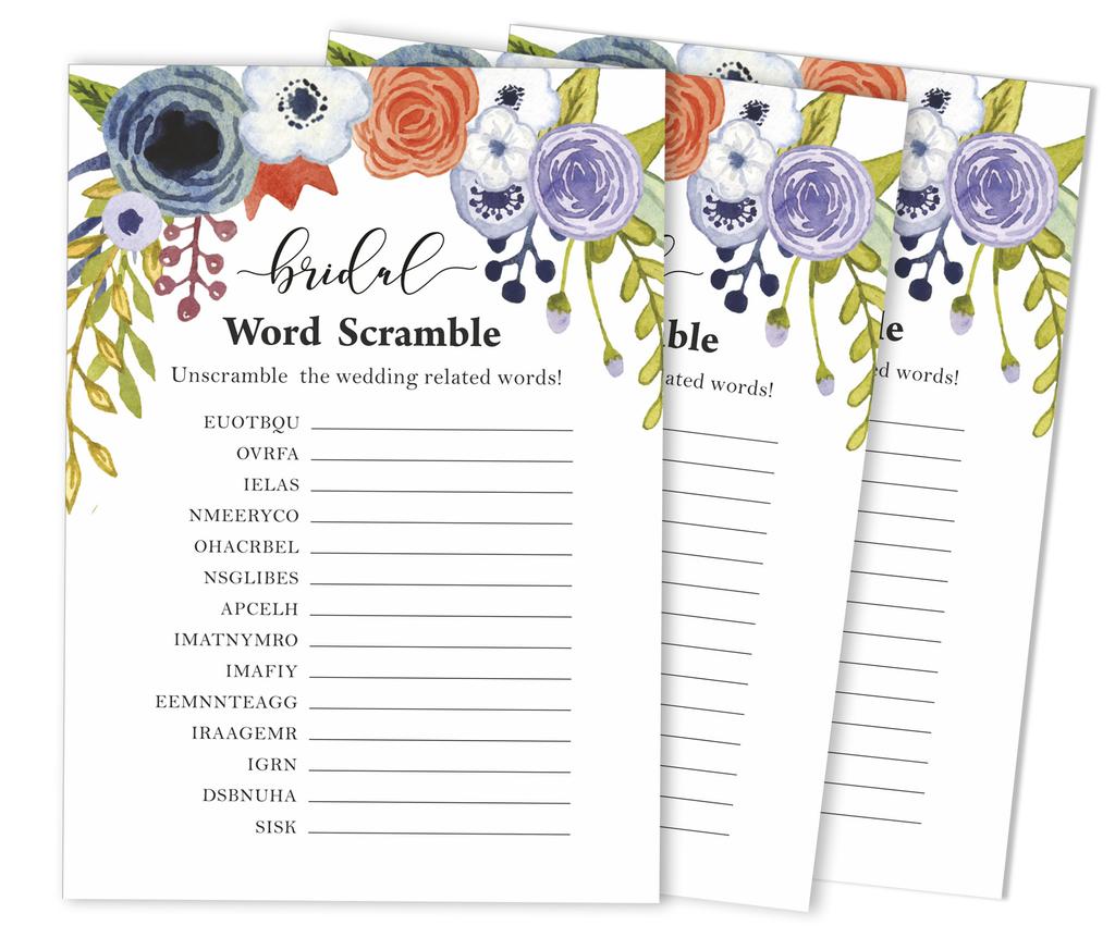 Inkdotpot 50A  FloralA  BingoA  GameA  CardsA  For Bridal Wedding Shower Bachelorette Party Bulk Blank Square Fill In Gift