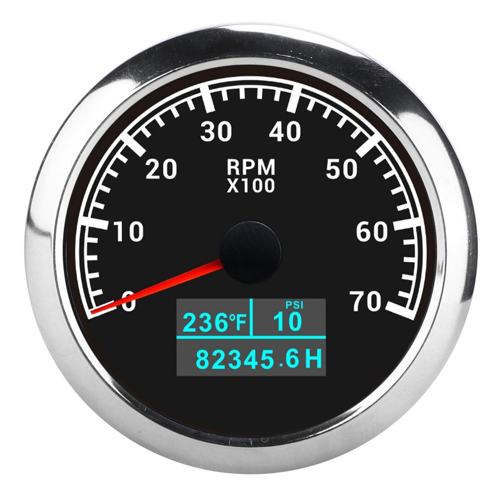 RPM Tachometer Gauge 3 In 1 Multifunctional Marine Accessory for Automobile Boats 9?32V DCBlack