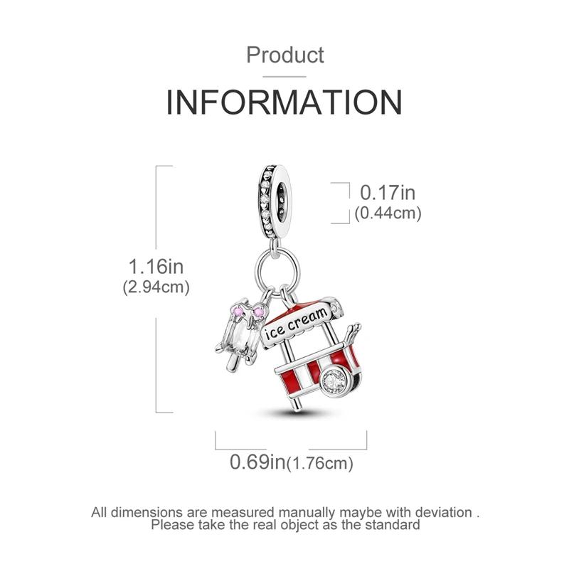 Copper Plated Summer Red Ice Cream Truck Pendant Beads Fit Charms Plataoriginal Bracelet Beads Women Jewellery Making