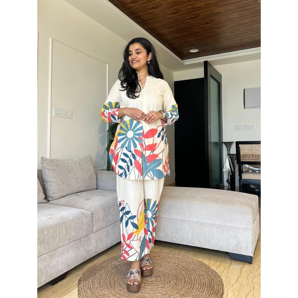 Women Designer Cotton Flex Kurta Cord Set Indian Beautiful Top Tunic Kurti Dress SC-2305