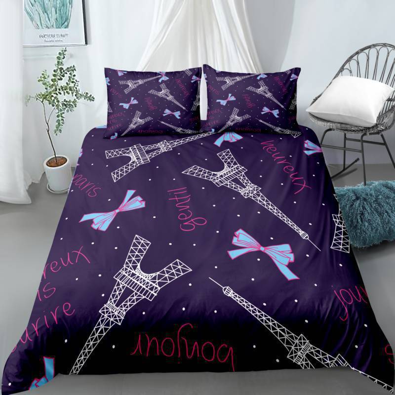 3D Digital Printing Quilt Set Three-Piece British Retro Style