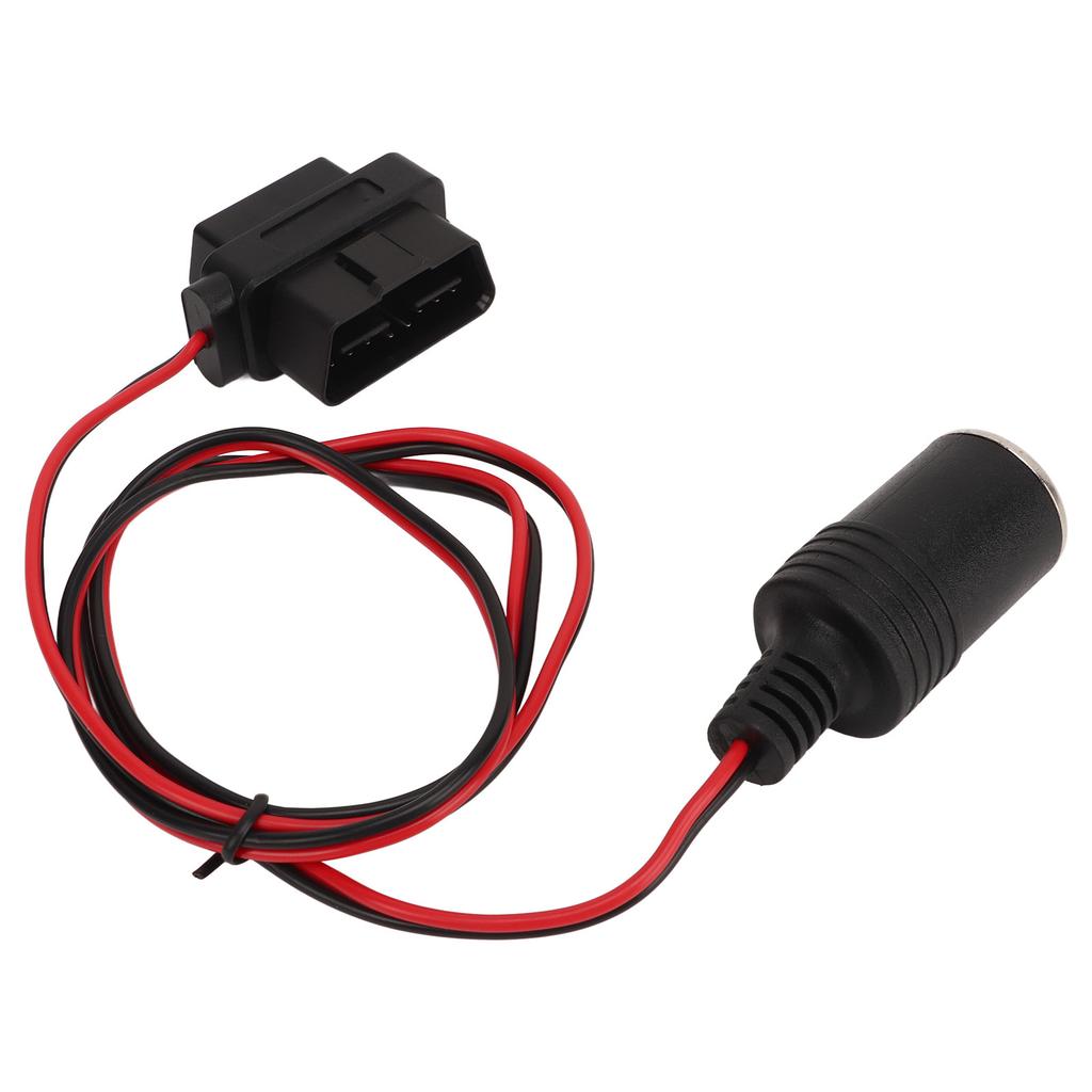OBD2 Cigarette Lighter Socket Adapter 16Pin T Head Female Connector Power Cord for Cars with OBD