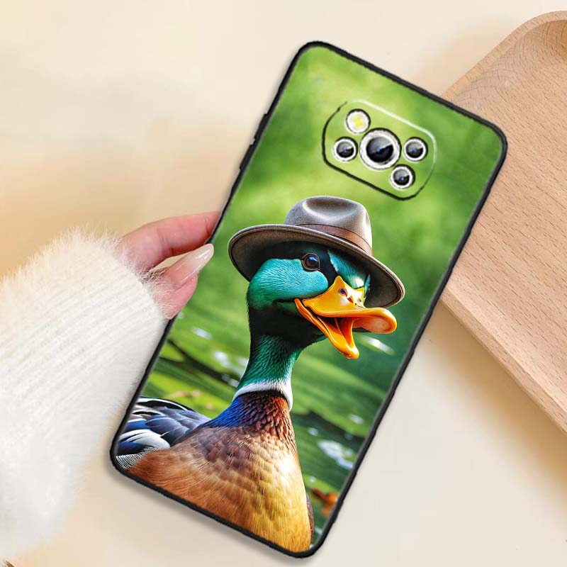 Cartoon Anime Duck Pattern For Xiaomi Mi Poco F3 F4 F5 F6 X3 X4 X5 X6 X7 M3 M4 M5 M6 M7 GT Pro 5G Black Phone Case