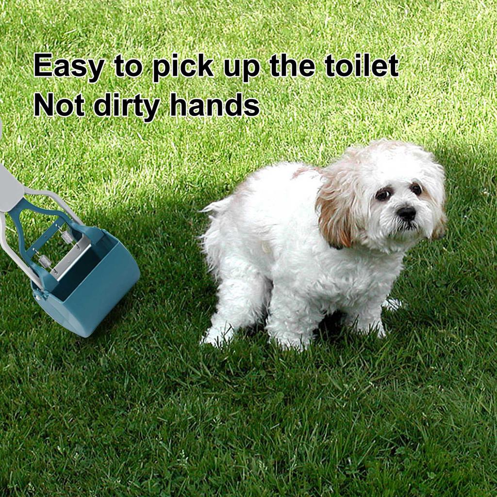 Lopatka na hovínka, dlouhá rukojeť, žádná lopatka na psí hovínka, vhodná pro velké, střední a malé psy, pružinová a lehká, nástroj na sběr psích exkrementů na trávníku/trávě