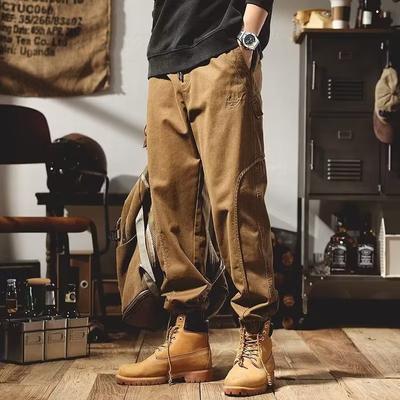 Jaro a léto Americké retro kombinézy Trendy značkové kalhoty Pánské se stahováním u kotníků Volné a všestranné Jednobarevné ležérní kalhoty