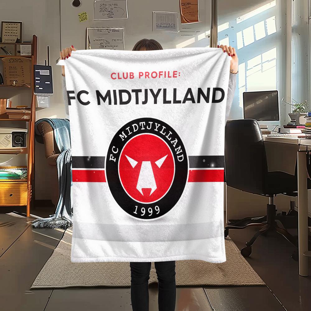 FC Midtjylland Flanelldecke mit Aufdruck, Hohe Qualität, Bequem für alle Jahreszeiten, Heimdekoration, Wärme und Komfort