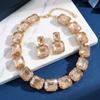 Geometric Cube Crystal Statement Earring Choker Necklace Set Women Fashionable Oversized Rhinestone Jewelry In White Or