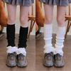Twist Cable Knit Leg Warmers with Cute Bowknot Tiered Ruffled Lace Hem Leg Covers Middle Tube Long Calf Socks for Women