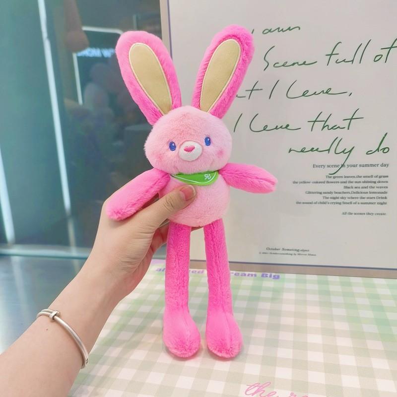 Jinnew Dopamine Plush Rabbit Keyring With Pull Out Design For Backpack Gift