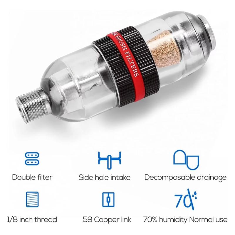 SHGO-Nail Art Filter Airbrush Mini Airbrush Air Filter Water-Trap Filter For Air Compressor G1/8 Connector