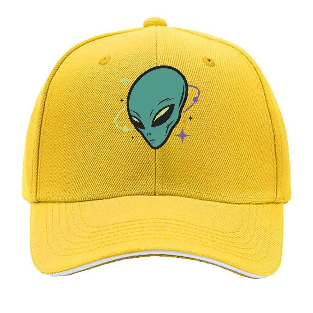 Retro Cosmic Visitor Face Emblem Sandwich Baseball Cap Sun Cap Outdoor Workouts Hat