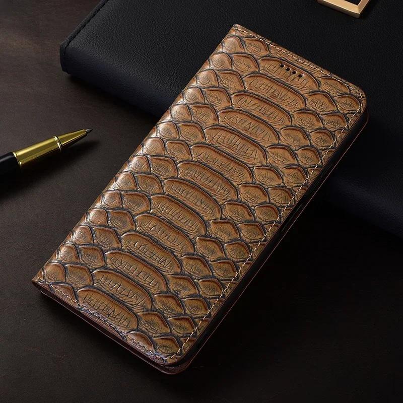 For APPLE IPhone 17 16 15 14 Pro Max Plus Air 16E Flip Case Python Pattern Magnetic Cover Cowhide Genuine Leather Wallet Covers For iPhone 14 серый
