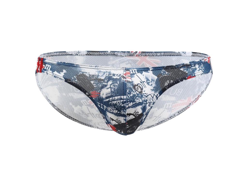 Men's Low-Waist Cartoon Mesh Briefs - Summer Youth Style E-073