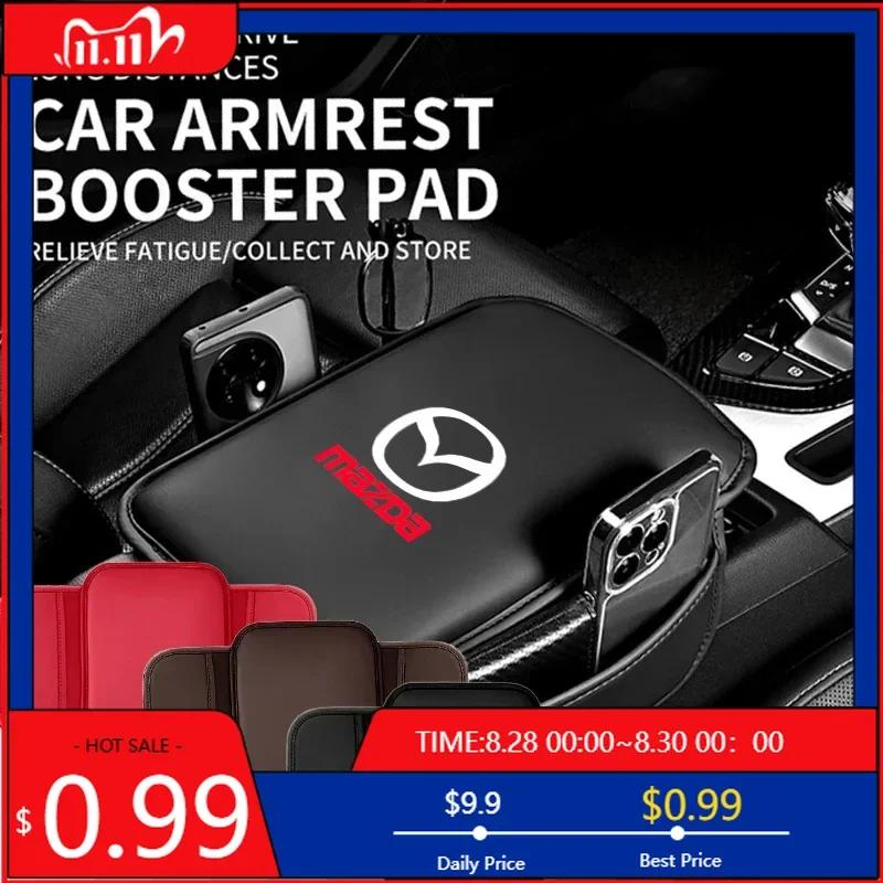2025 Heißer Mittelkonsolen-Armlehnen-Schutz Leder Auto-Armlehnenbox-Polster Aufbewahrungstasche für Mazda 3 6 Axela Atenza CX-5 MX5 Auto AC