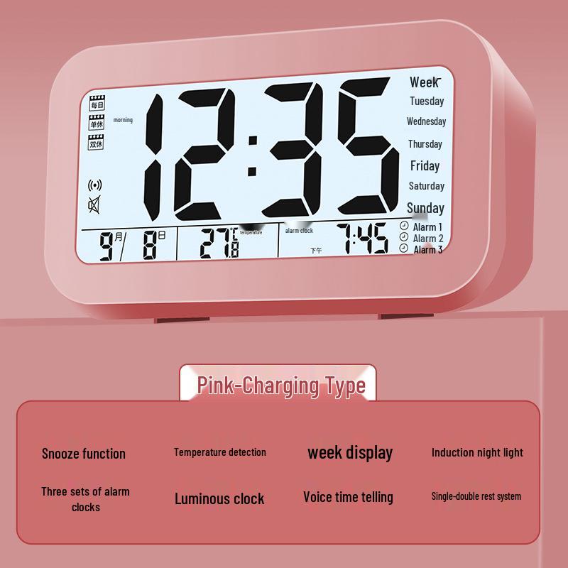 2024 Luminous Silent Smart Alarm Clock for Students & Kids - Electronic, Rechargeable, Ideal Wake-Up Aid