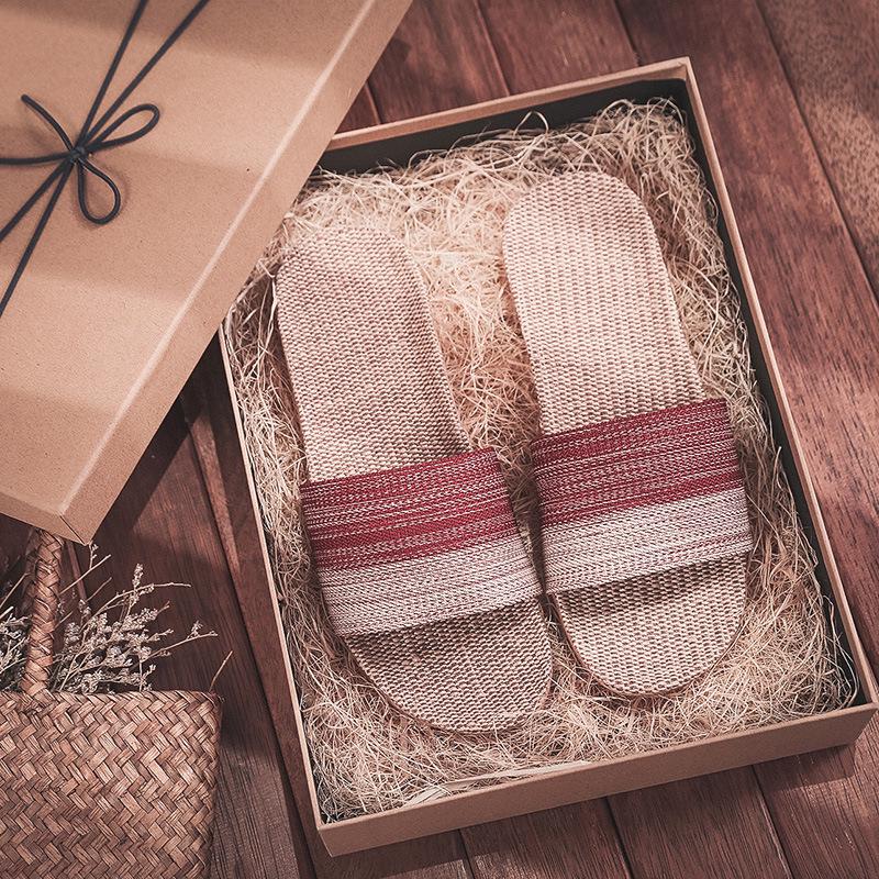 Summer Non-Slip Linen Slippers for Couples - Breathable, Odor-Free Indoor Footwear