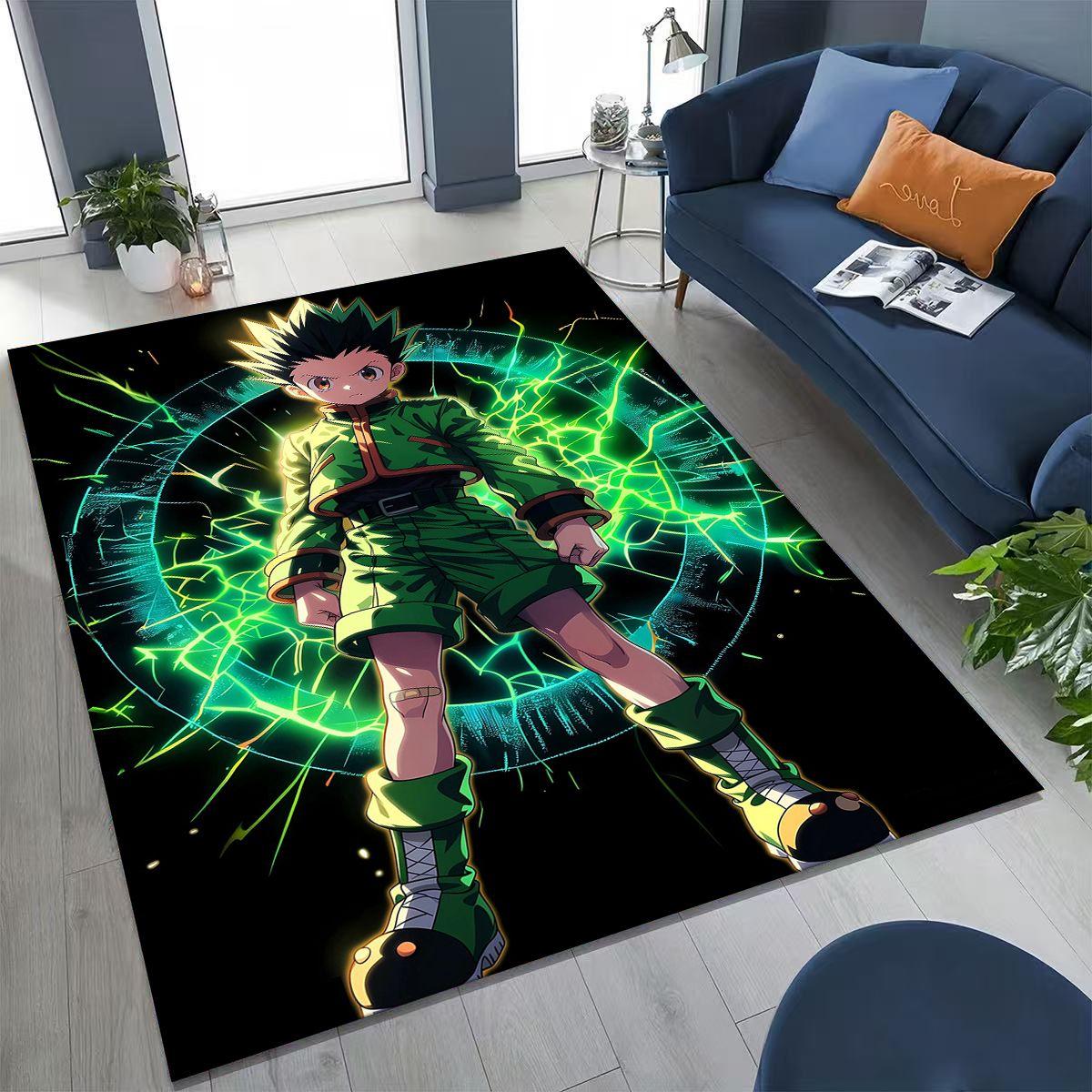 Anime HUNTER X HUNTER HXH Gon Freecss Killua Cartoon Teppich für Schlafzimmer Wohnzimmer Sofa Zuhause Fußmatte Dekor, Kinder Rutschfeste Bodenmatte 40x60cm( 15x23in )