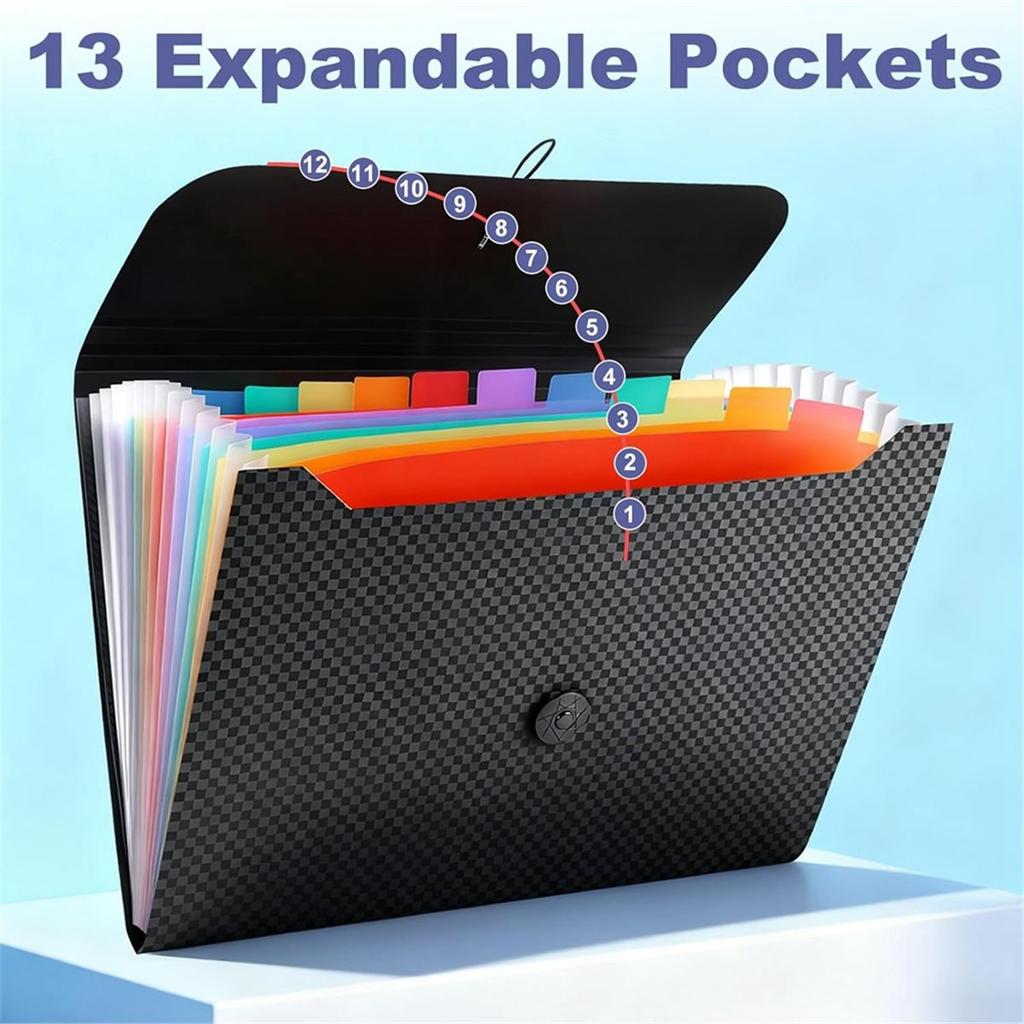 2026 New File Organizer, 13-Pocket Expanding Folder Accordian Folder Great for Home, Office, Travel & Classroom