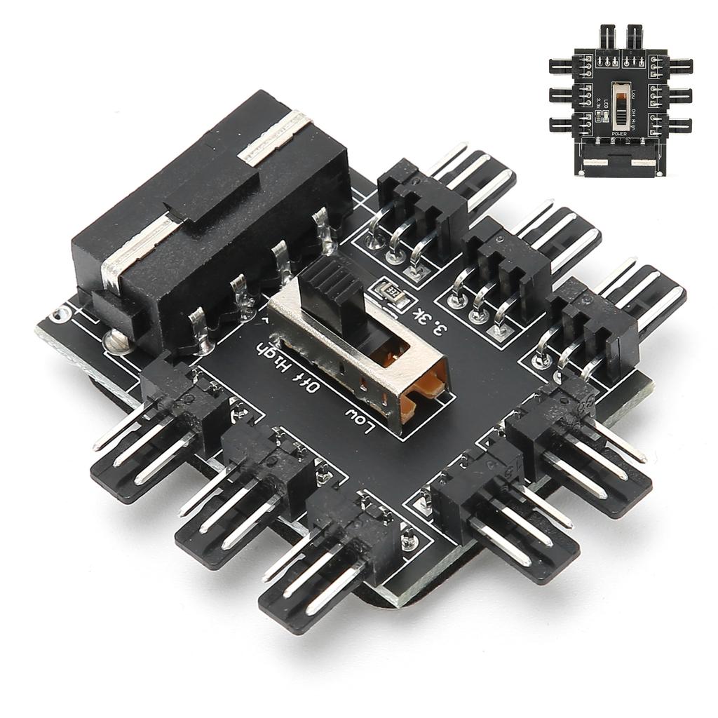 Fan Hub 3‑Pin Power Supply Integrated Adapter Cable 1 To 8 Splitter for Computer CoolingIDE Power Supply