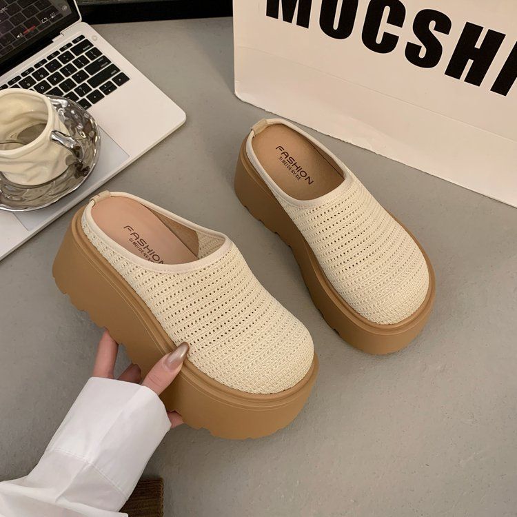 Women Platform Clogs Summer Breathable Mesh Slipers Thick Sole Slip On Shoes Comfortable Casual Outdoor Sandals Non Slip Slides